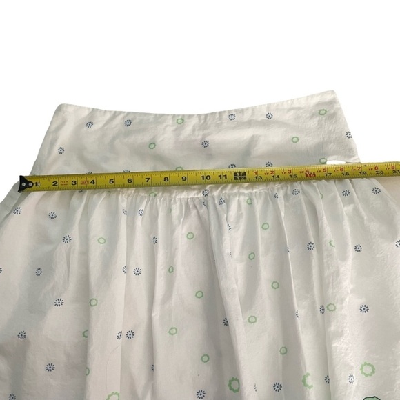 Floral White Blue Cotton Skirt Size Large - Picture 5 of 8